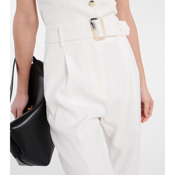 VERONICA BEARD Sofia Stretch-Linen Pant in White - Picture 6 of 15